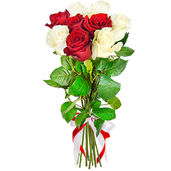 Букет из 9 красных и белых роз